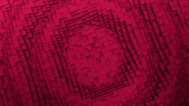 Rimpel digitale achtergrond van de vele rode vierkantjes — Stockvideo