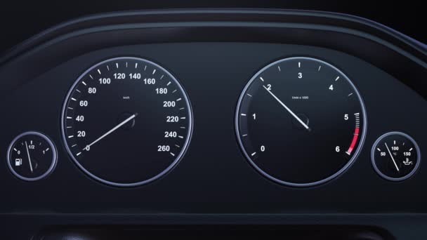Prędkościomierz samochodowy Makrosamolot zyskuje prędkość — Wideo stockowe