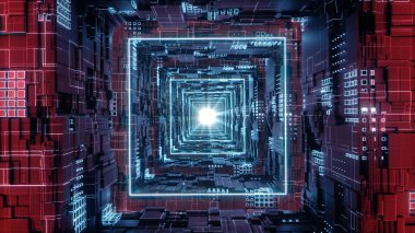 3D görüntüleme Rhombus Fütürist Neon Tüneli 4k