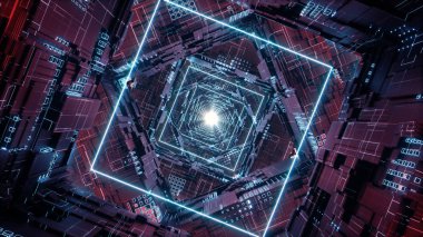 3D görüntüleme Rhombus Fütürist Neon Tüneli 4k