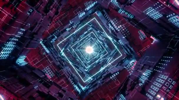 Loop Rhombus Futuristiska Neontunneln i 4k — Stockvideo