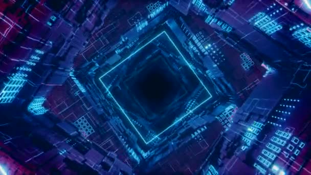 Loop Rhombus Futuristic Neon Tunnel in 4k — Stock video
