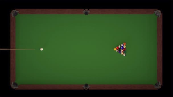 Bir bilardo oyununun başlangıç görüntüsü — Stok video