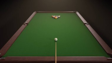 3d canlandırma Bir bilardo oyununun başlangıç vuruşu