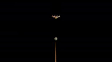 Starting shot of a billiard game with alpha channel