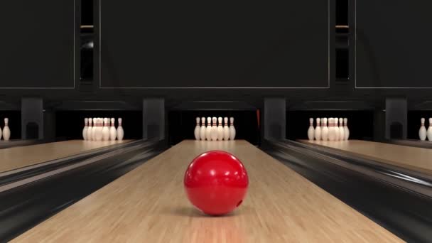 Bowling Strike σε αργή κίνηση — Αρχείο Βίντεο