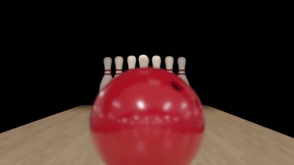 Bowling Strike lassított felvételen alfa csatornán — Stock videók