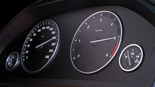 3d render Car speedometer picking up speed — Stock Photo, Image