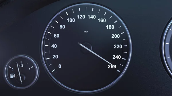 3d renderowanie Prędkościomierz samochodowy nabiera prędkości — Zdjęcie stockowe