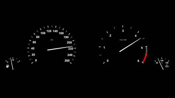 3d renderizar velocímetro del coche recogiendo velocidad por la noche — Foto de Stock