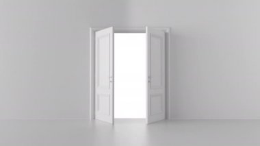 Alfa kanallı parlak bir odada açık kapı.