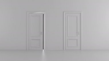 Alfa kanallı parlak bir odada açık kapı.