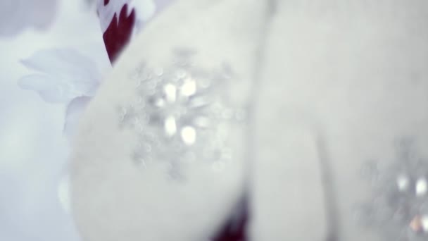 Пара красивих білих рукавичок . — стокове відео