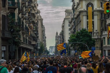 Barselona, İspanya, 03 Ekim - 2017: Pasifik protesto  