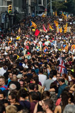 Barselona, İspanya, 03 Ekim - 2017: Pasifik protesto  