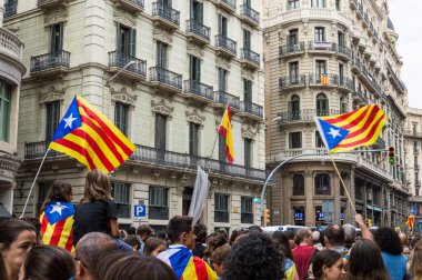 Barselona, İspanya, 03 Ekim - 2017: Pasifik protesto  