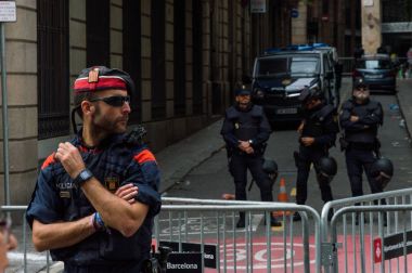 Barselona, İspanya, 03 Ekim - 2017: Pasifik protesto  