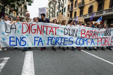 Barselona, İspanya, 03 Ekim - 2017: Pasifik protesto  