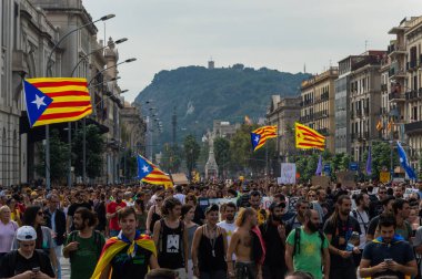 Barselona, İspanya, 03 Ekim - 2017: Pasifik protesto  