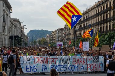 Barselona, İspanya, 03 Ekim - 2017: Pasifik protesto  