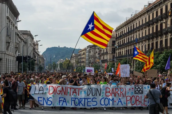 Barselona, İspanya, 03 Ekim - 2017: Pasifik protesto  