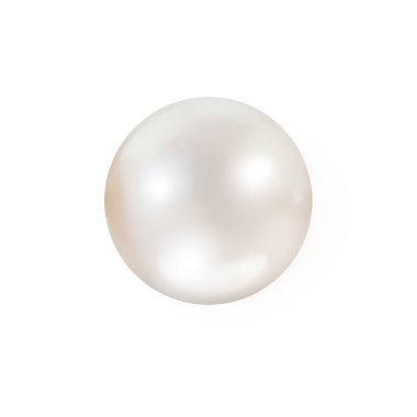 Shimmering white natural pearl isolated on white background clipart