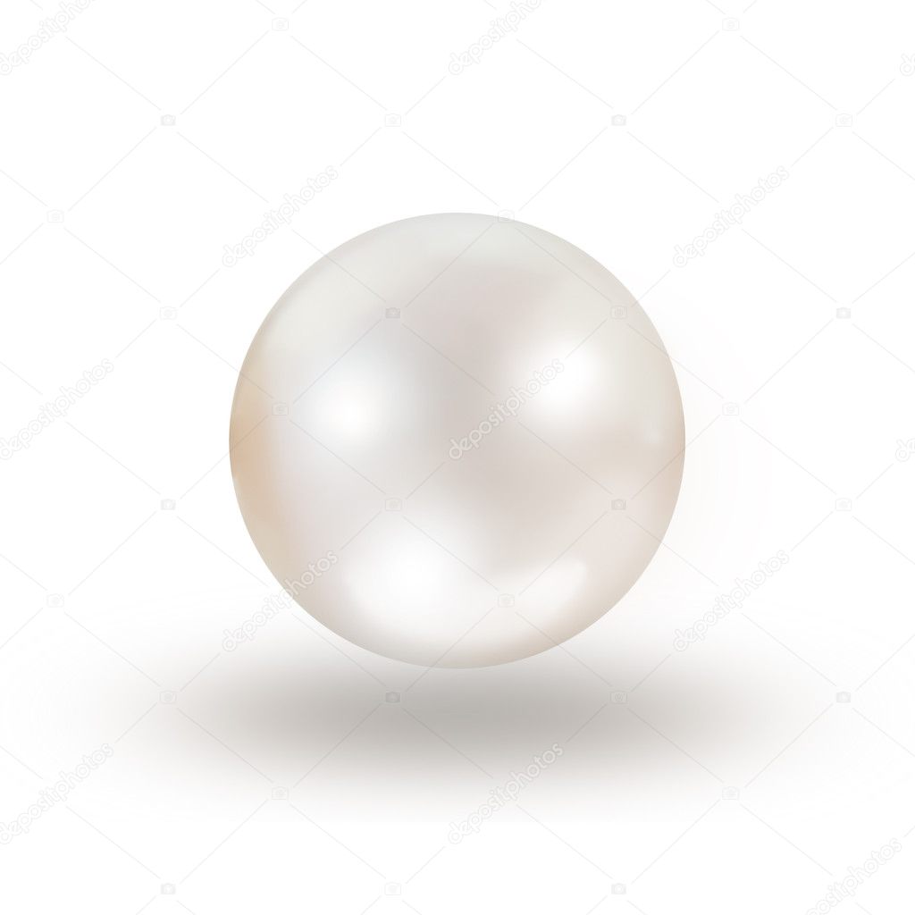 Shimmering white natural pearl isolated on white background