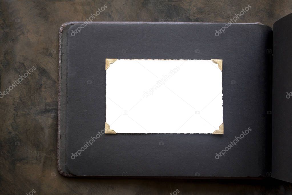 Photo frame - real old photo with white blank space for copy pho