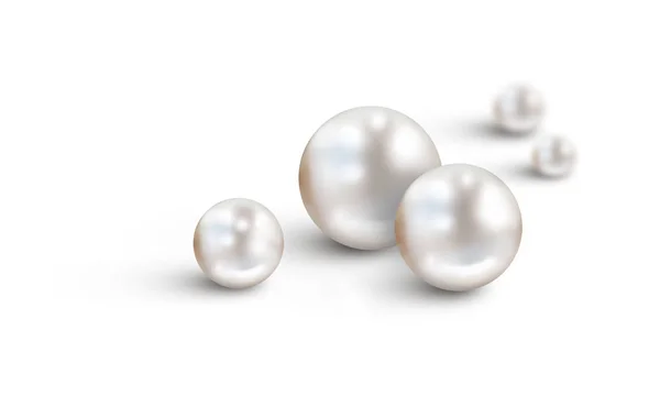 Białe perły na białym tle z dwoma nieostry — Zdjęcie stockowe