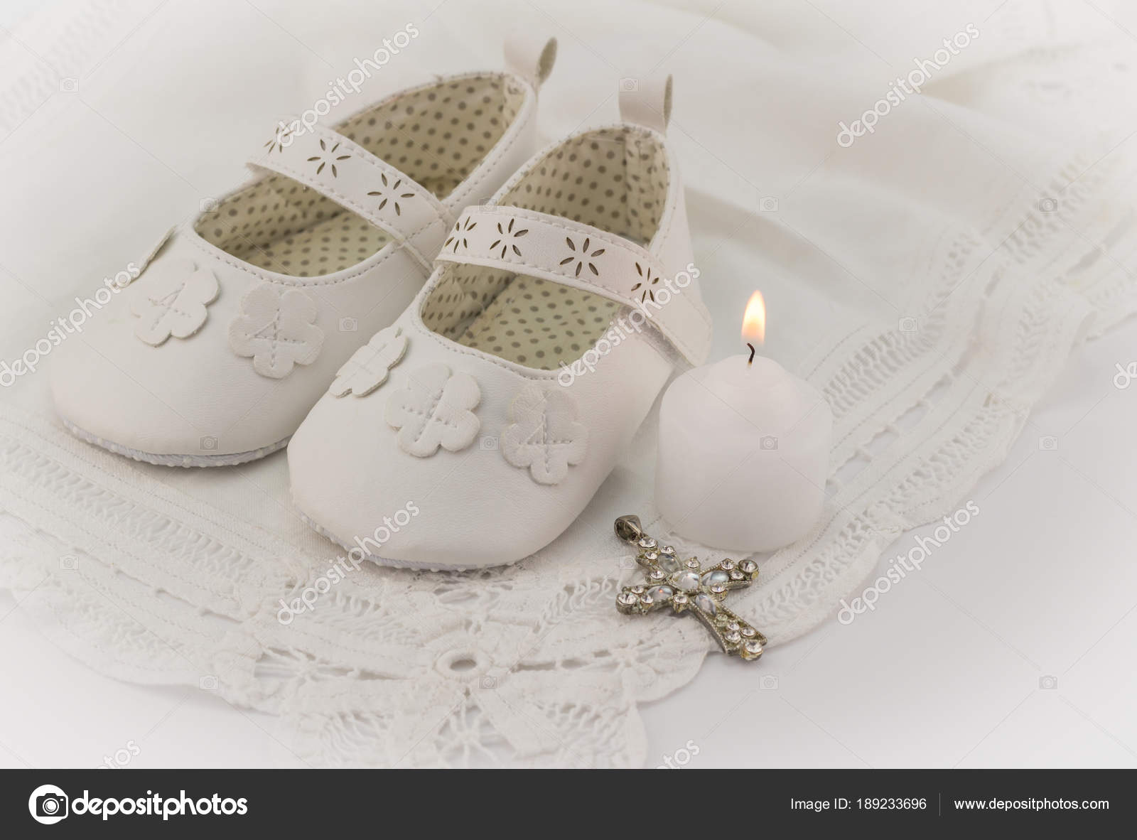 white christening booties