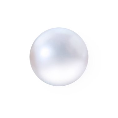 Realistic white pearl with shadow isolated on white background clipart