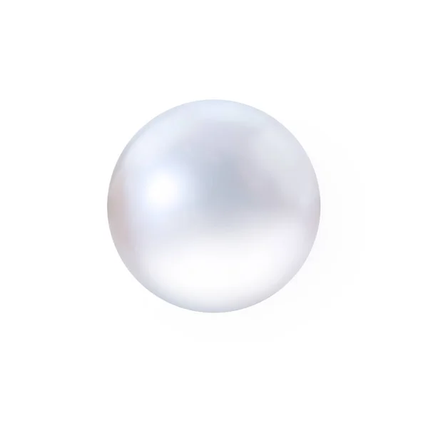 Realistyczna biała perła z cieniem odizolowanym na białym tle — Zdjęcie stockowe