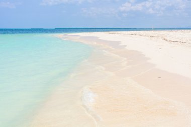 Küba'da Cayo Levisa adasında tenha beyaz kum plaj