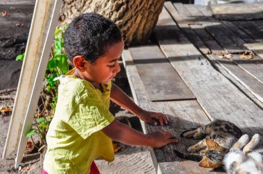 Çocuk Mana Island, Fiji yerel Köyü