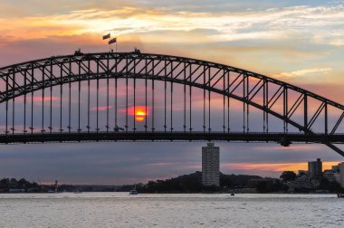 Günbatımında Harbour Bridge Sydney, Avustralya
