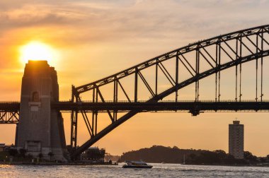 Günbatımında Harbour Bridge Sydney, Avustralya