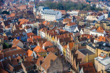 Bruges, Belçika'daki tarihi kentin havadan görünümü
