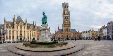 Market Square panorama Bruges, Belçika