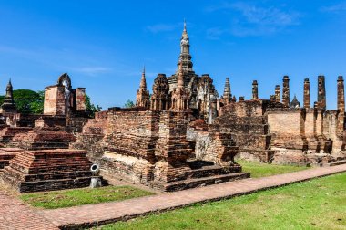 WAT Mahathat Tapınağı kalıntıları Sukhotai, Tayland