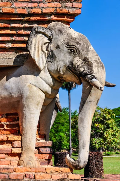 Stupa z rzeźby słonia w Sukhotai, Tajlandia — Zdjęcie stockowe