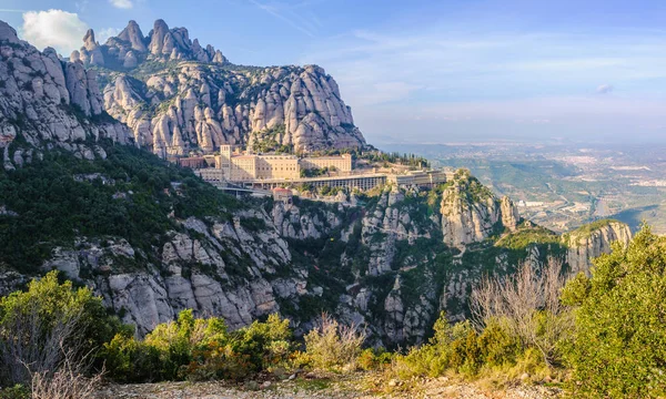 Θέα από το μοναστήρι στο βουνό Montserrat, Ισπανία — Φωτογραφία Αρχείου