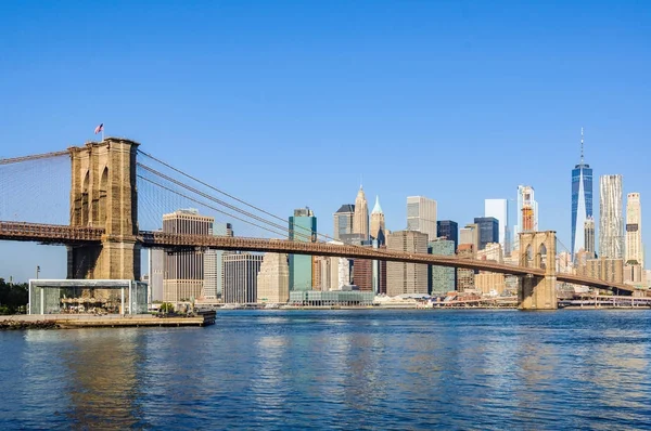 Lower Manhattan Skyline z Dumbo, Nyc, Stany Zjednoczone Ameryki — Zdjęcie stockowe