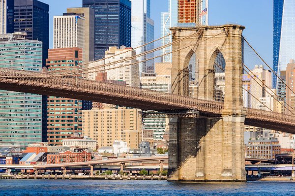 Brooklyn Bridge as seen from Dumbo in Brooklyn, New York City, USA