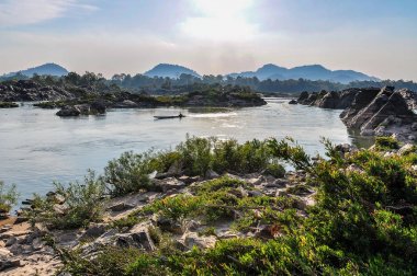 Mekong Nehri Don Kone, 4000 Adaları, Laos gün batımında