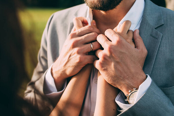 a romantic meeting between the bride and groom