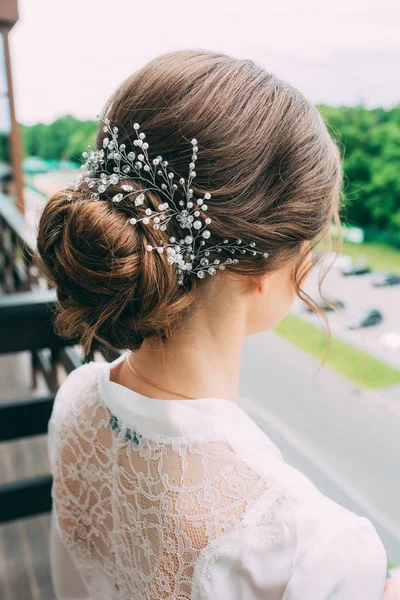 Estilo Cabelo Noiva Bonita Com Aro — Fotografia de Stock