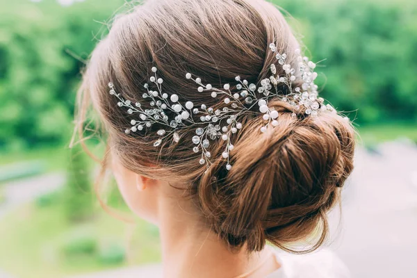 Estilo Cabelo Noiva Bonita Com Aro — Fotografia de Stock