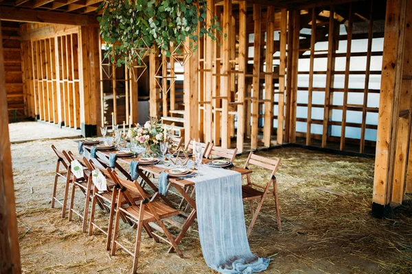 Decoración Mesa Boda Cenador Madera — Foto de Stock