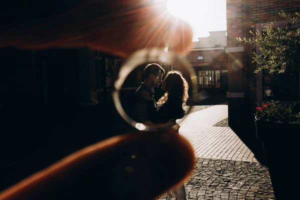 Avond Fotosessie Van Een Mooie Jonge Paar — Stockfoto