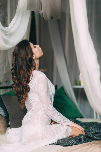 Buongiorno Della Sposa Boudoir Della Sposa Preparativi Nozze Studio — Foto Stock